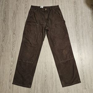 Carhartt Men's 32x32 Loose Straight Fit Washed Duck Double Knee Dungaree Pants